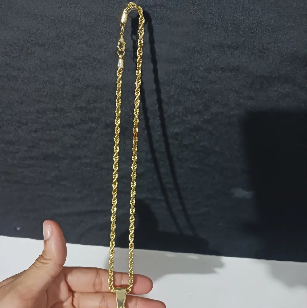 Men gold star rhinestone bling necklace - Picture 5 of 7